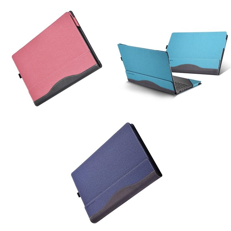 Yoga 14S 2021 Protective Leather Laptop Case - Gray Cobalt Blue