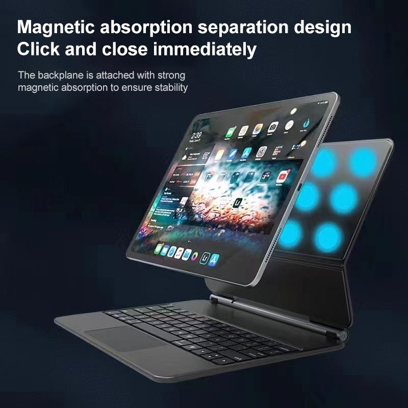 Bluetooth Keyboard Leather Case With Touch Pad - P11 - White