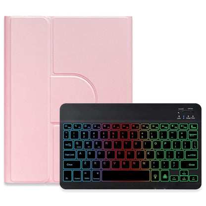 360 Degree Rotatable Bluetooth Keyboard Leather Case With Three-Colour Backlight - Mist Blue - For Ipad Air 2022 / Ipad Pro 11 2021