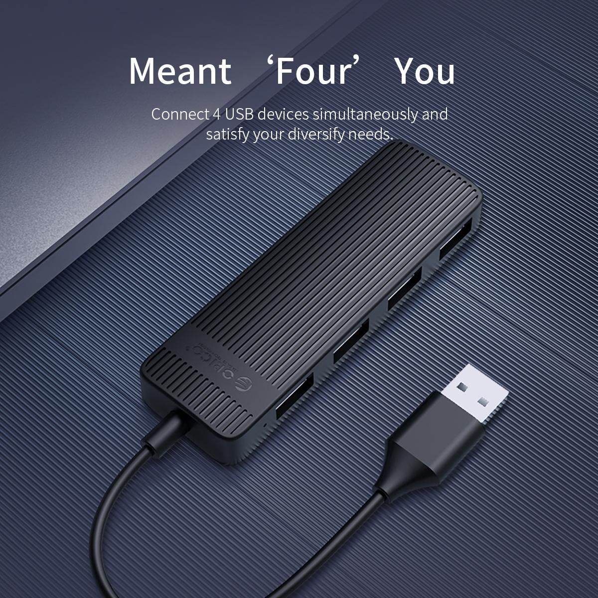 High-Speed 4-Port Usb 2.0 Hub 480Mbps - Black