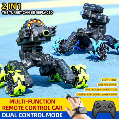 Remote Control Car - Dual Control Soft Bomb - Four-wheel Battle Blooming Tire Spray - Green