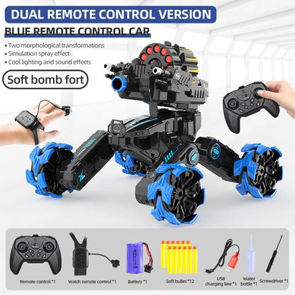 Remote Control Car - Dual Control Soft Bomb - Four-wheel Battle Blooming Tire Spray - Green