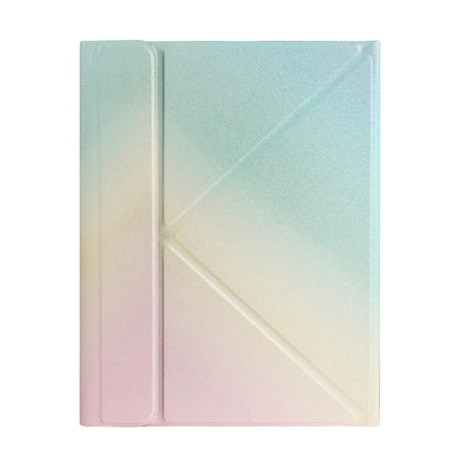 Bluetooth Keyboard Leather Case For Ipad Pro 11 With Holder & Pen Slot - Gradient Rainbow