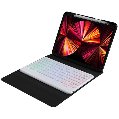 Bluetooth Keyboard Leather Case For Ipad Pro 11 With Holder & Pen Slot - Gradient Rainbow