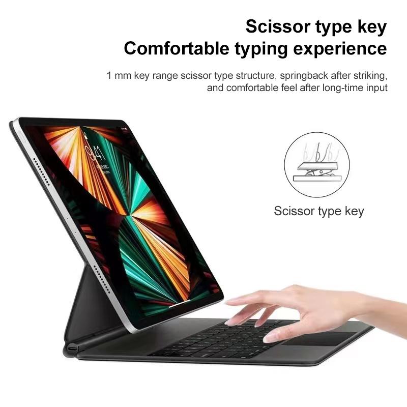 Bluetooth Keyboard Leather Case With Touch Pad - Bp129 - White