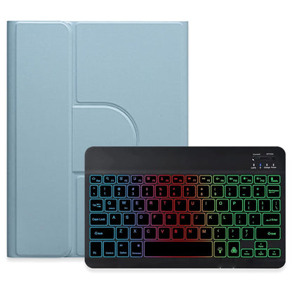 360 Degree Rotatable Bluetooth Keyboard Leather Case With Three-Colour Backlight - Mist Blue - For Ipad 10.2 2021 / Air 2019