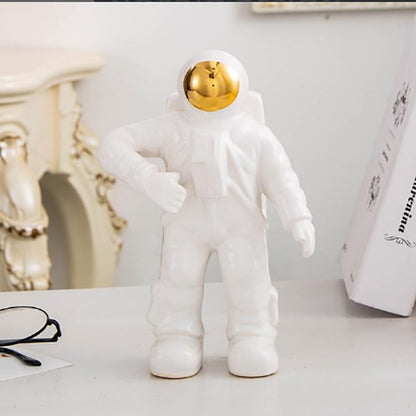 Salute Astronaut Ceramic Vase - Tabletop Decor with Dried Flowers - Gold