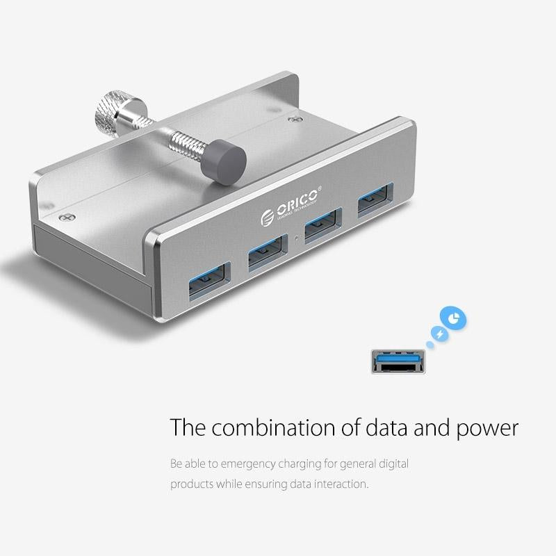 Aluminum 4-Port Usb 3.0 Clip Hub With 1M Cable - Pc1123B