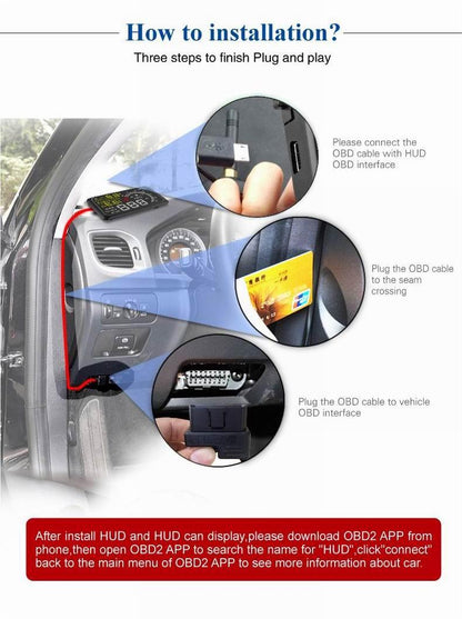 5.5 Inch Bluetooth Car Hud System Speed Fuel Alarm Black