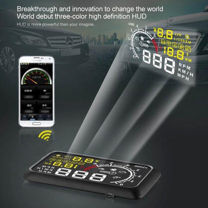 5.5 Inch Bluetooth Car Hud System Speed Fuel Alarm Black
