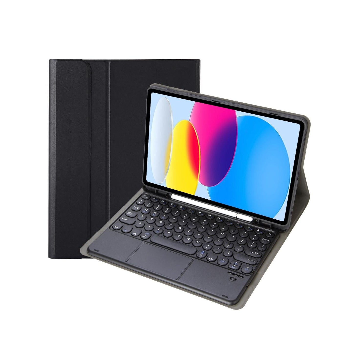 2022 Ipad 10.9 Lambskin Bluetooth Keyboard Case With Pen Slot - Black