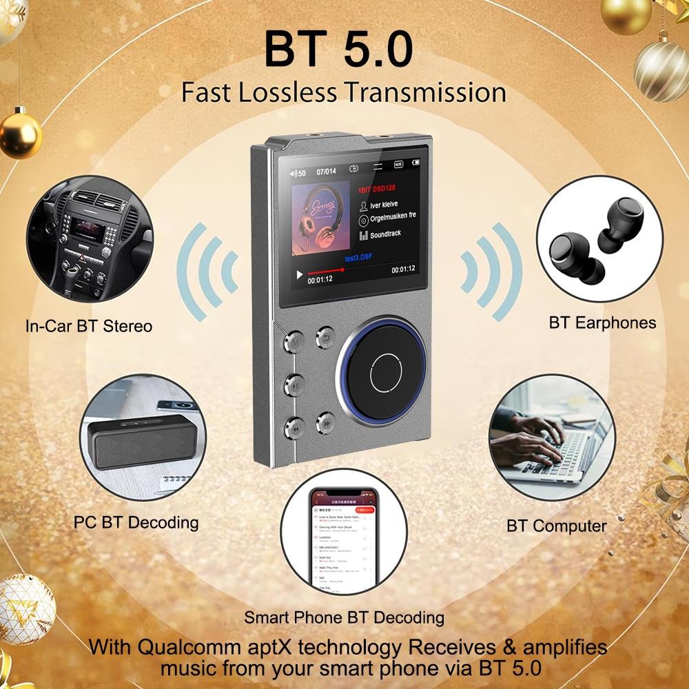 2.4 Inch Hifi Bluetooth Music Player Dsd256 Mastering Sound Quality 16Gb+16Gb Memory - Black - 16Gb+32Gb