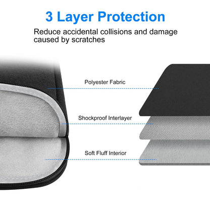 13 Laptop Sleeve Briefcase for 12.5-13.5 Laptops - Zipper Closure - Black