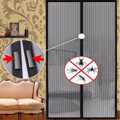210x100cm Magnetic Mosquito-proof Screen Door Curtain - Magic Mesh - Black