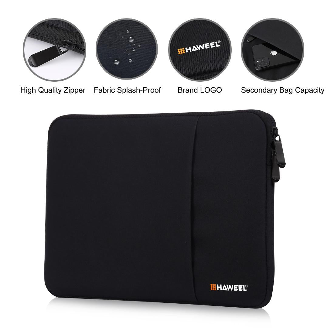 15 Inch Laptop Sleeve Case with Zipper for Macbook Samsung Sony Dell Alienware Chuwi Asus Hp - Black
