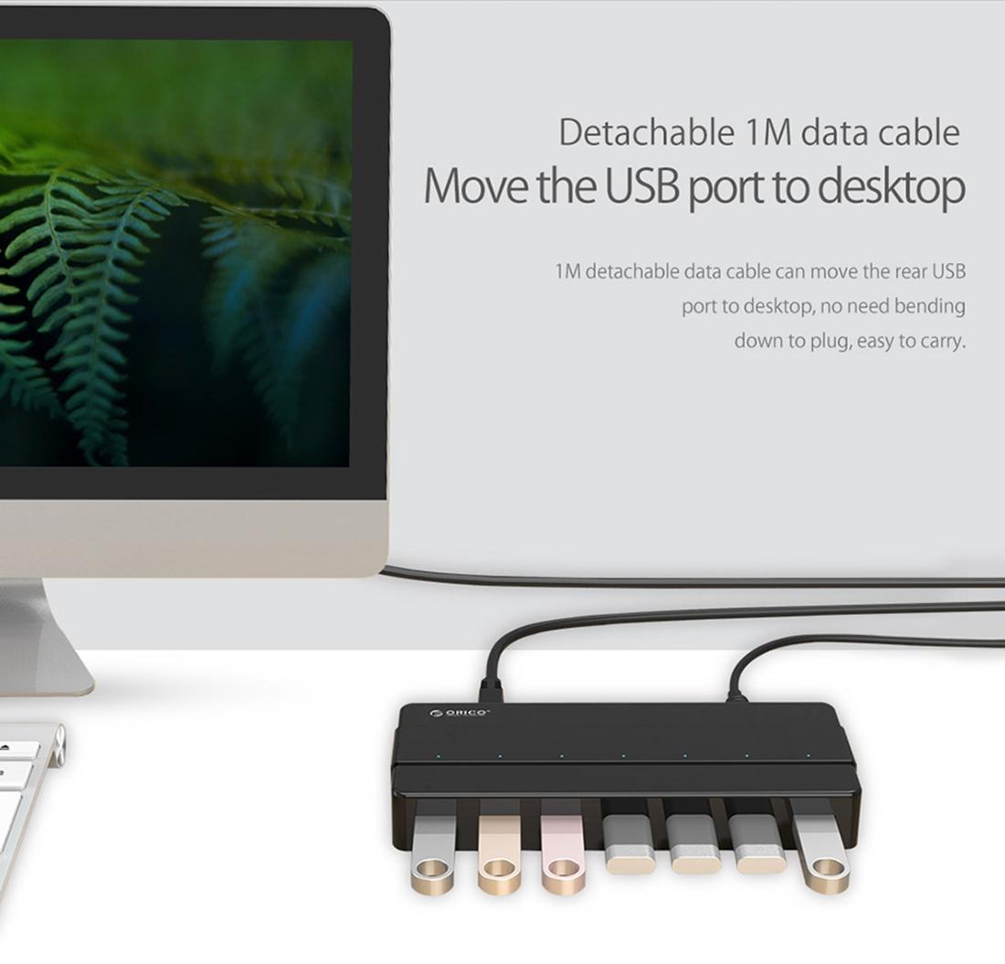 7-Port Usb 3.0 Desktop Hub With 1M Cable