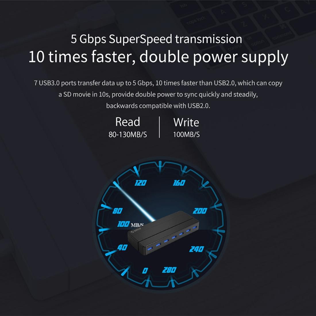 7-Port Usb 3.0 Desktop Hub With 1M Cable
