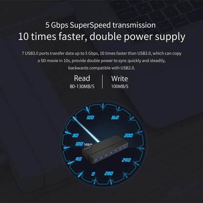 7-Port Usb 3.0 Desktop Hub With 1M Cable