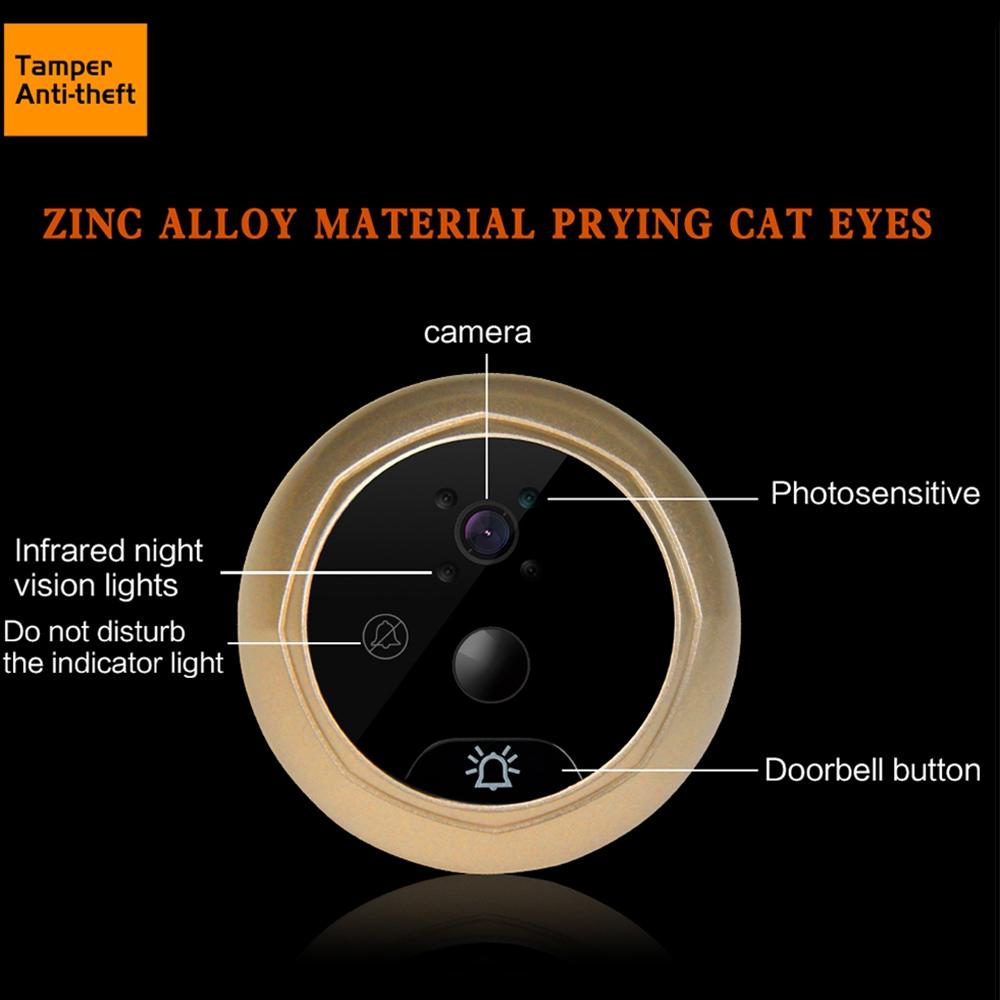 2.4 Screen 2.0Mp Security Camera With Night Vision And Video Recording - No Disturb Peephole Viewer - Black