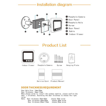 2.4 Screen 2.0Mp Security Camera With Night Vision And Video Recording - No Disturb Peephole Viewer - Black