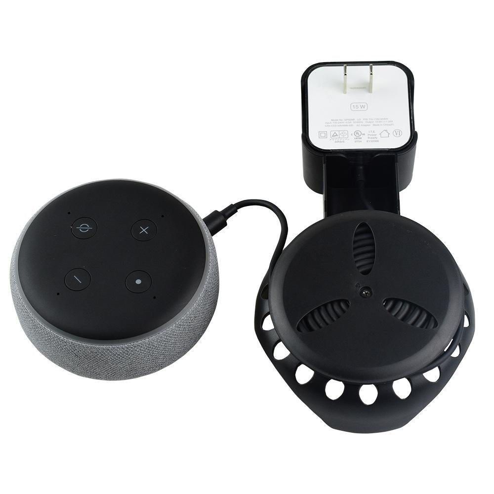 Smart Bluetooth Speaker Holder for Amazon Echo Dot 3 - Portable Wall Plug Accessory Black