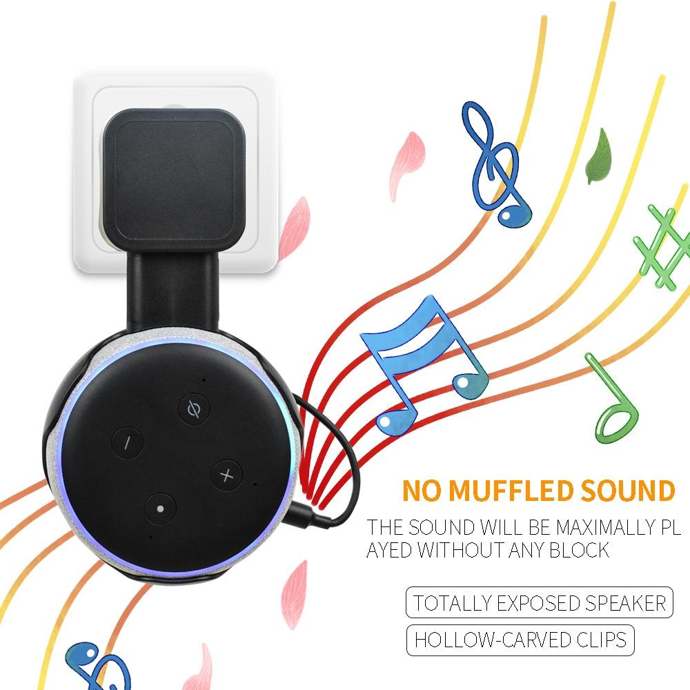 Smart Bluetooth Speaker Holder for Amazon Echo Dot 3 - Portable Wall Plug Accessory Black