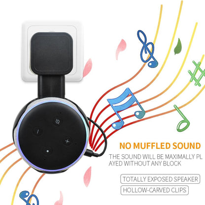 Smart Bluetooth Speaker Holder for Amazon Echo Dot 3 - Portable Wall Plug Accessory Black