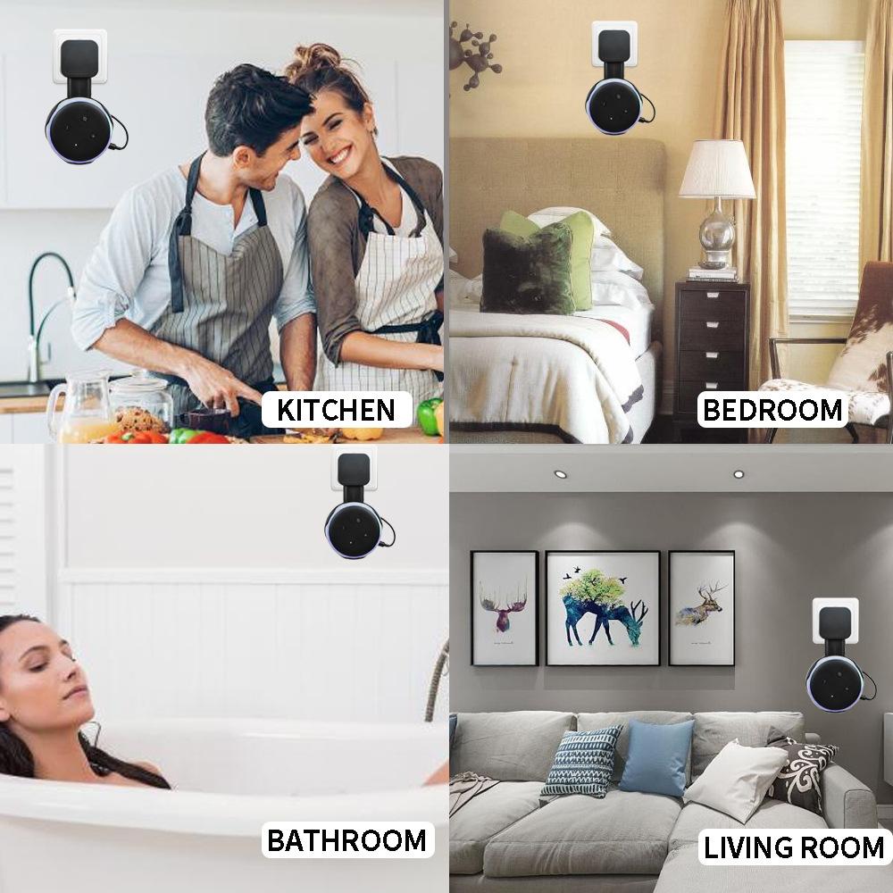Smart Bluetooth Speaker Holder for Amazon Echo Dot 3 - Portable Wall Plug Accessory Black