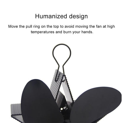 Efficient 4-blade Heat-powered Stove Fan - Aluminum - Black