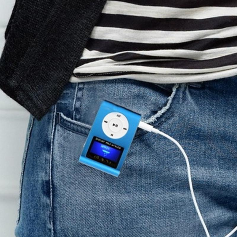 Lcd Mp3 Player With Tf / Micro Sd Slot & Metal Clip - Black