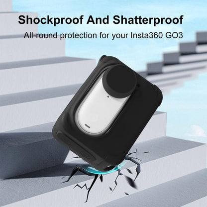 Insta360 Go 3 Charging Case with Silicone Cover Lens Cap and Strap - Black