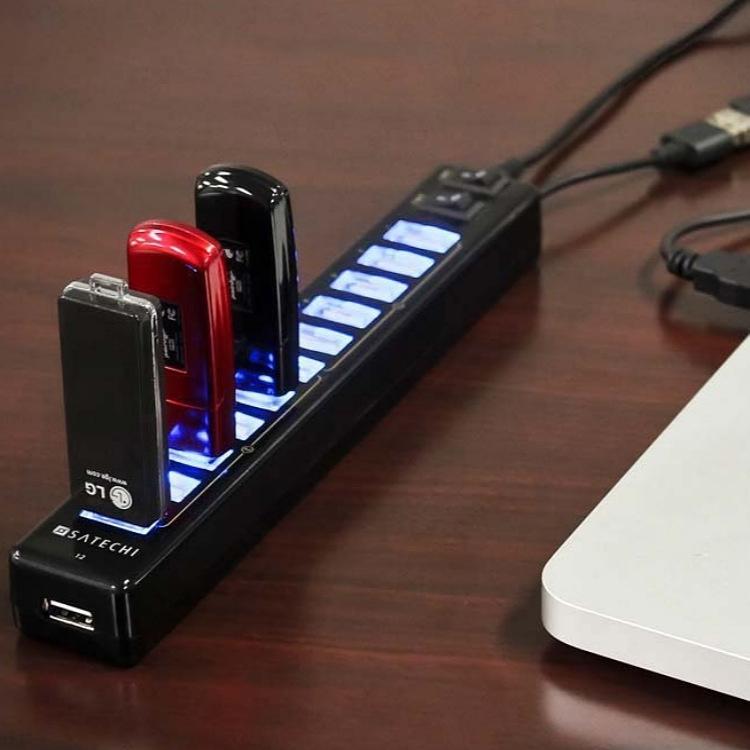 12-Port Usb 2.0 Hub For Laptops And Netbooks - Black