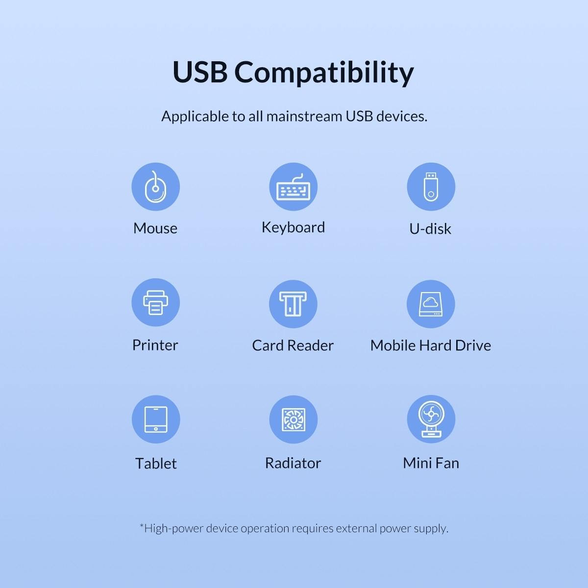 Portable 4-Port Usb 2.0 Hub High Speed 480Mbps
