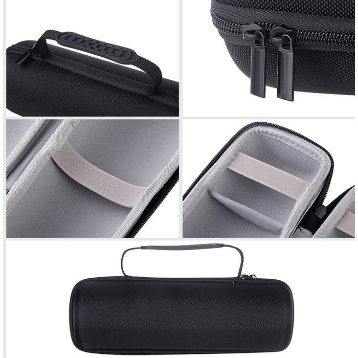 Portable Zipper Case for Jbl Charge 3 Speaker - Black Leather
