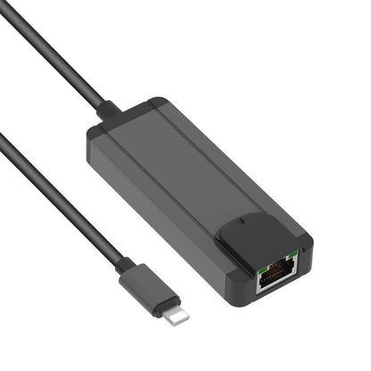 8Pin To Rj45 Usb 2.0 Hub Adapter - Black