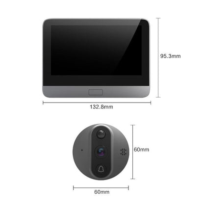 Smart Wifi Video Doorbell - 4.3 Inch Visual Peephole - Black