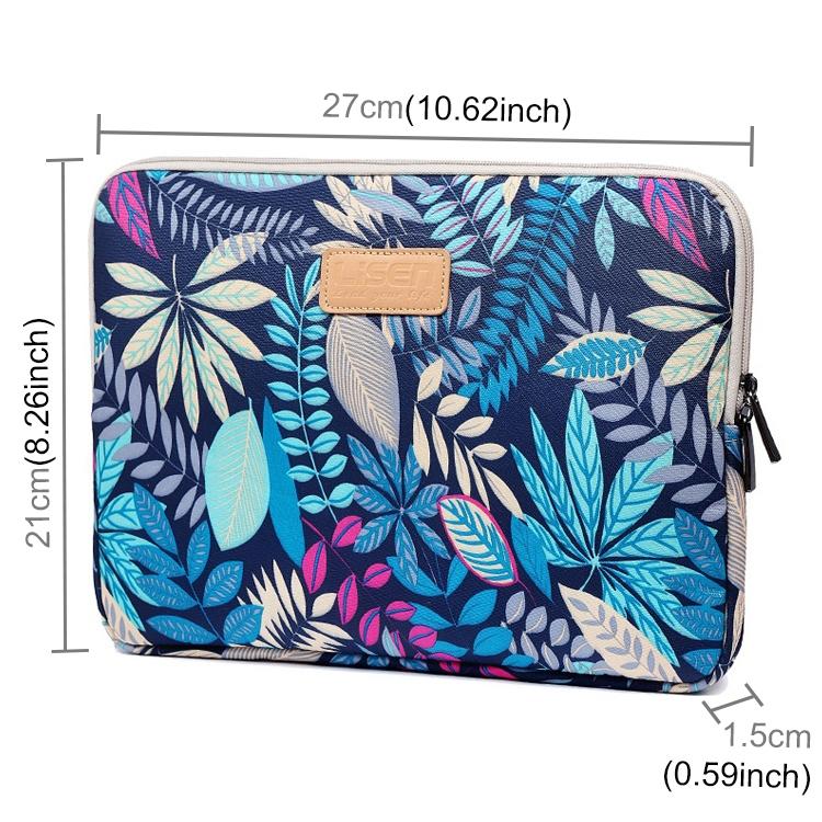 Colourful Leaves Sleeve Case for Ipad Air Galaxy Tab Yoga Surface Pro - Zipper Bag for 10.1 Laptops / Tablets - Black