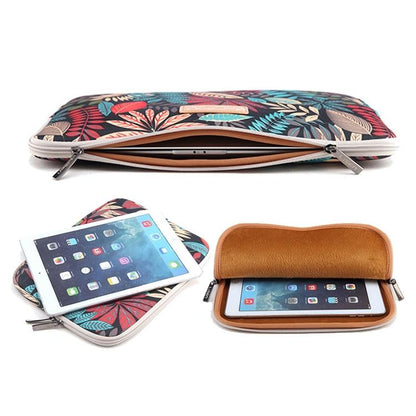 Colourful Leaves Sleeve Case for Ipad Air Galaxy Tab Yoga Surface Pro - Zipper Bag for 10.1 Laptops / Tablets - Black