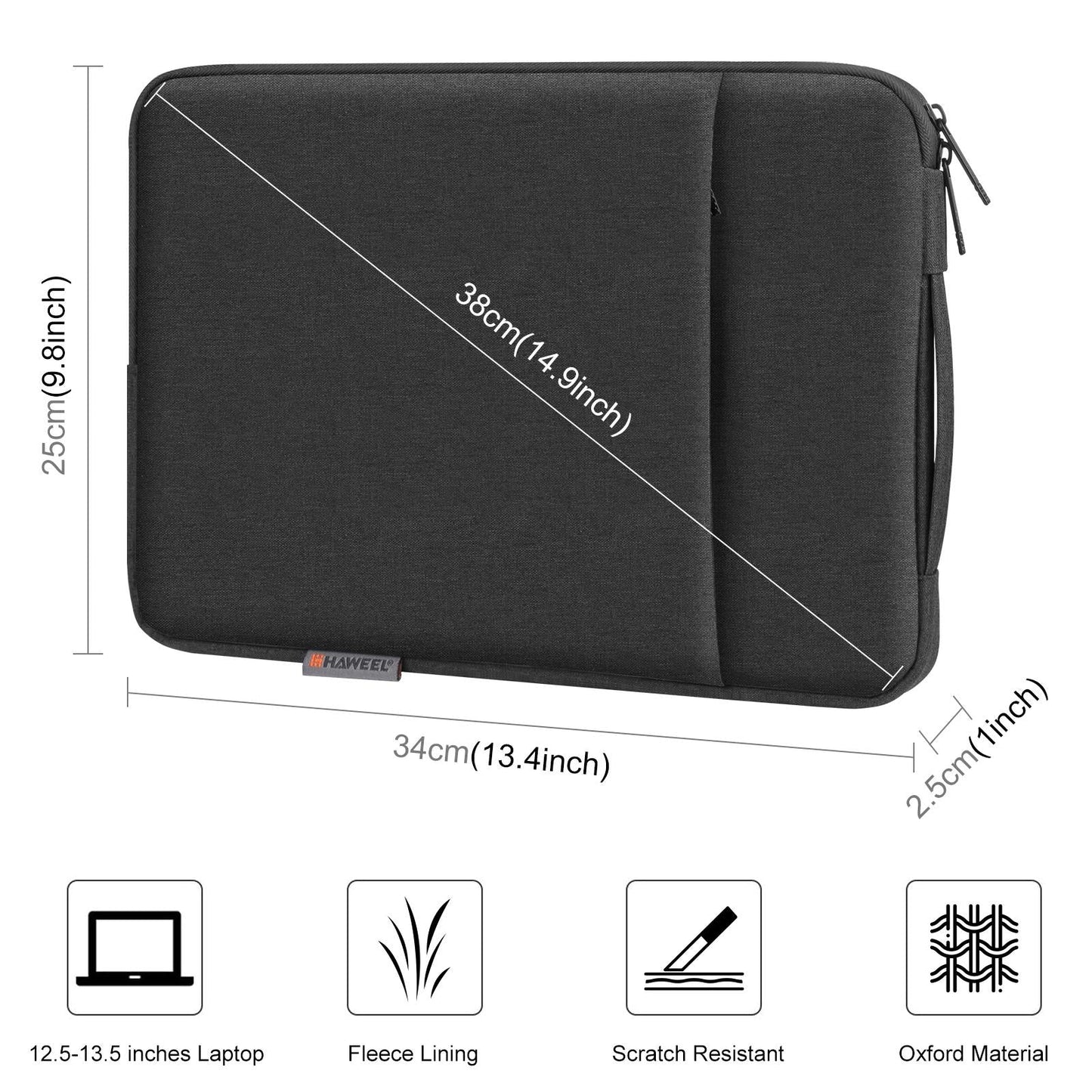 12.5-13.5 Inch Laptop Sleeve Briefcase with Zipper and Handle - Gray Blue