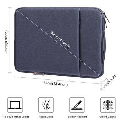 12.5-13.5 Inch Laptop Sleeve Briefcase with Zipper and Handle - Gray Blue