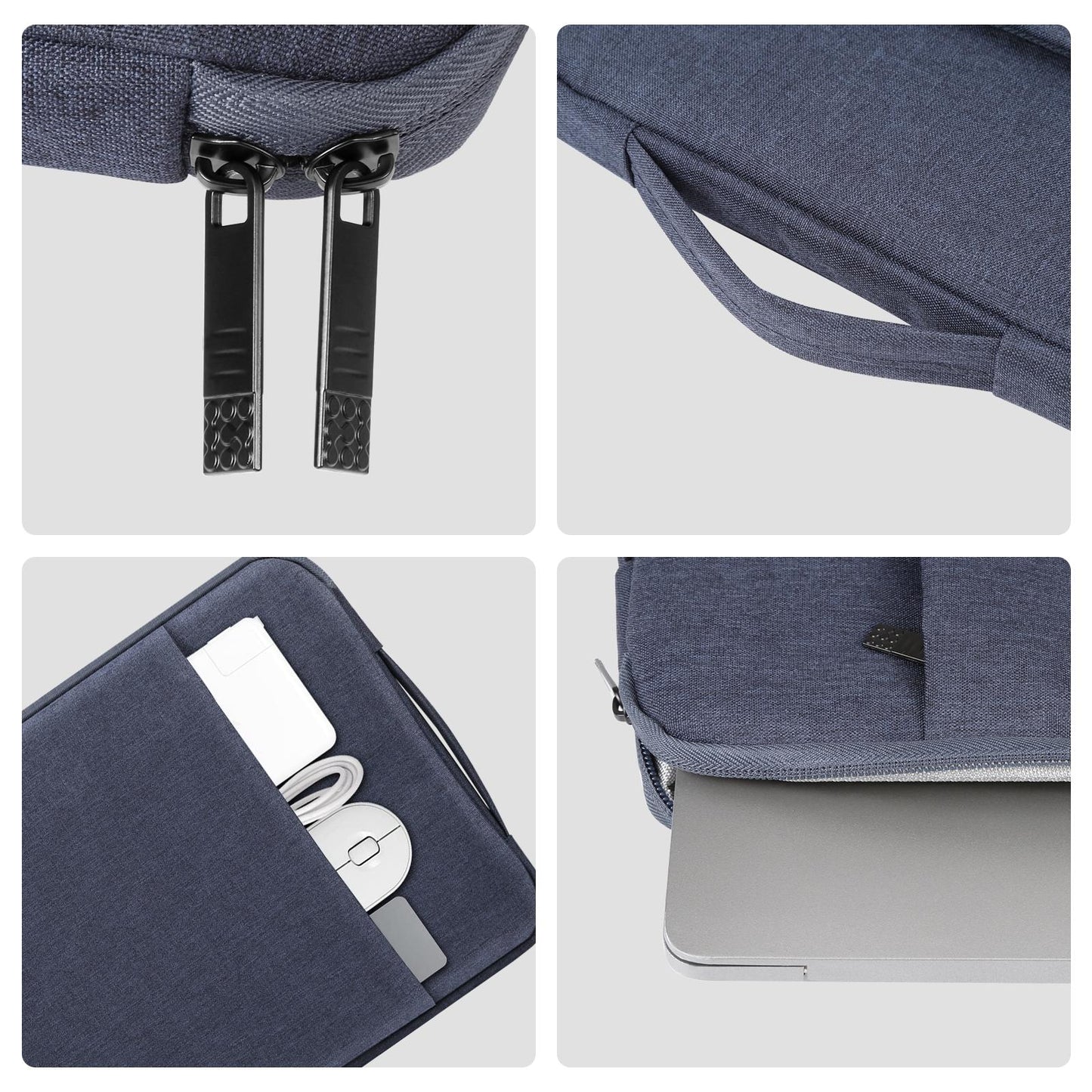 12.5-13.5 Inch Laptop Sleeve Briefcase with Zipper and Handle - Gray Blue