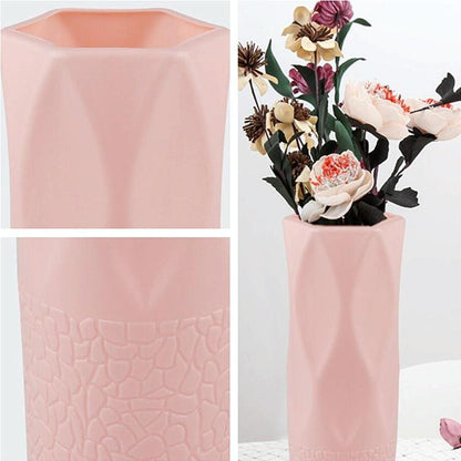 3-piece Plastic Vase Set for Dry and Wet Flower Arrangements and Floral Decor - White