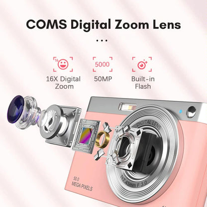 Retro Vlog Self-Shooting Camera - 50Mp Hd 4K Video - White