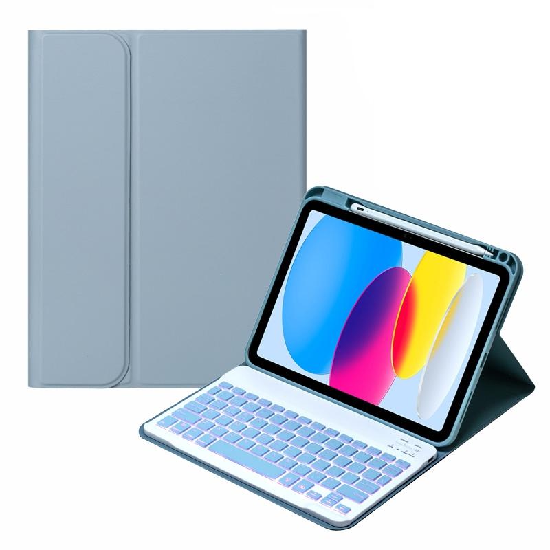 10.9 Ipad 10Th Gen 2022 Backlit Keyboard Case With Pen Slot - Bluetooth Leather - Dark Green