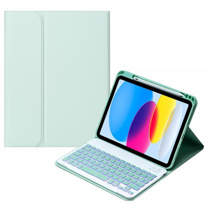 10.9 Ipad 10Th Gen 2022 Backlit Keyboard Case With Pen Slot - Bluetooth Leather - Dark Green