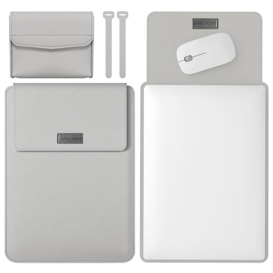 11 / 12 Inch Leather Computer Bag - Lightweight & Portable - 4 in 1 - Grey