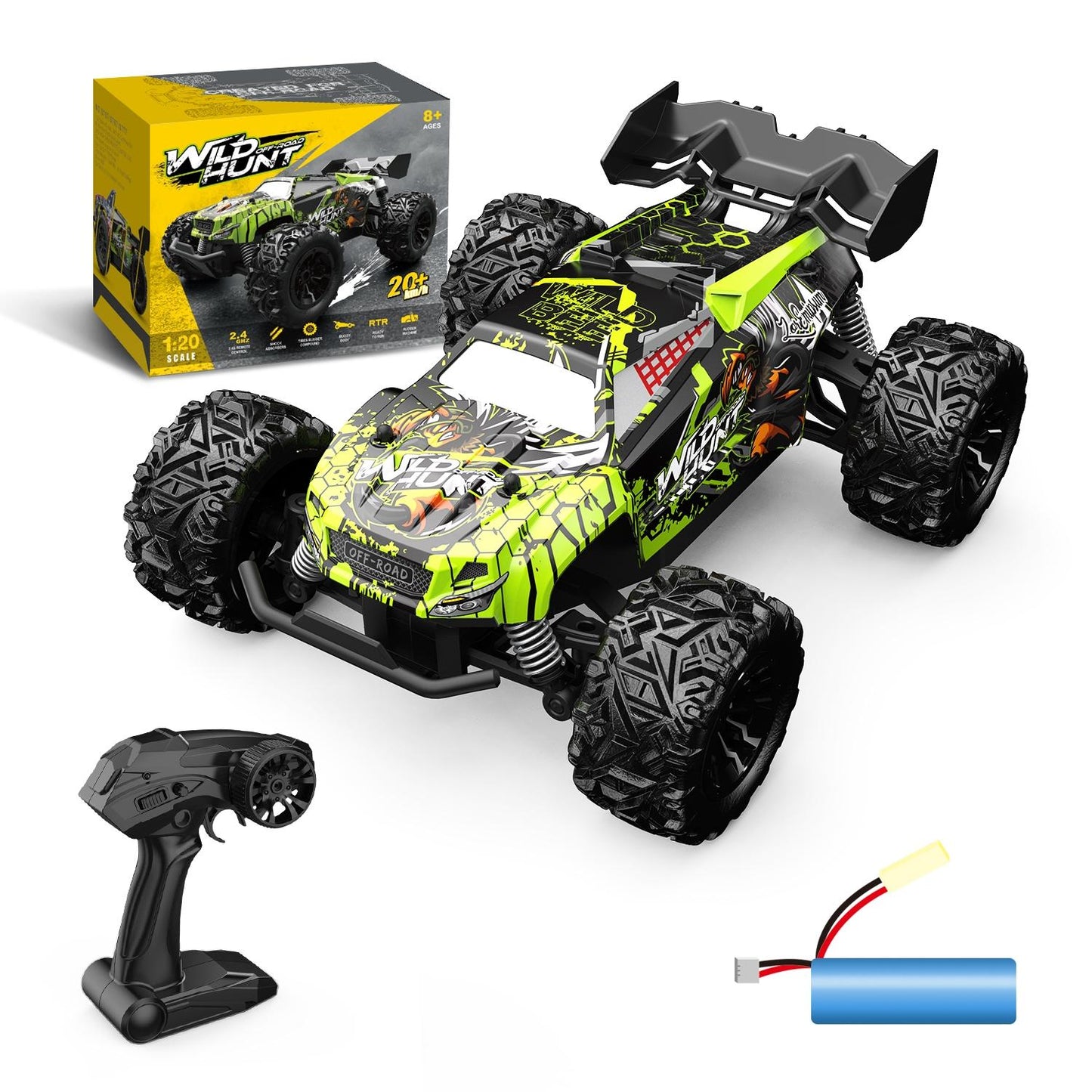 1 20 Full Scale 2.4g Rc Off-road Vehicle - Off-road Ready - Light Green
