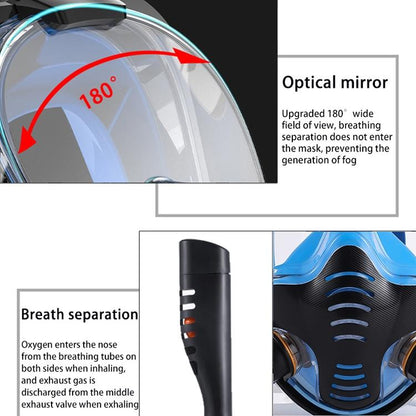Full Dry Silicone Diving Mask for Adults - Double Tube - White/Blue
