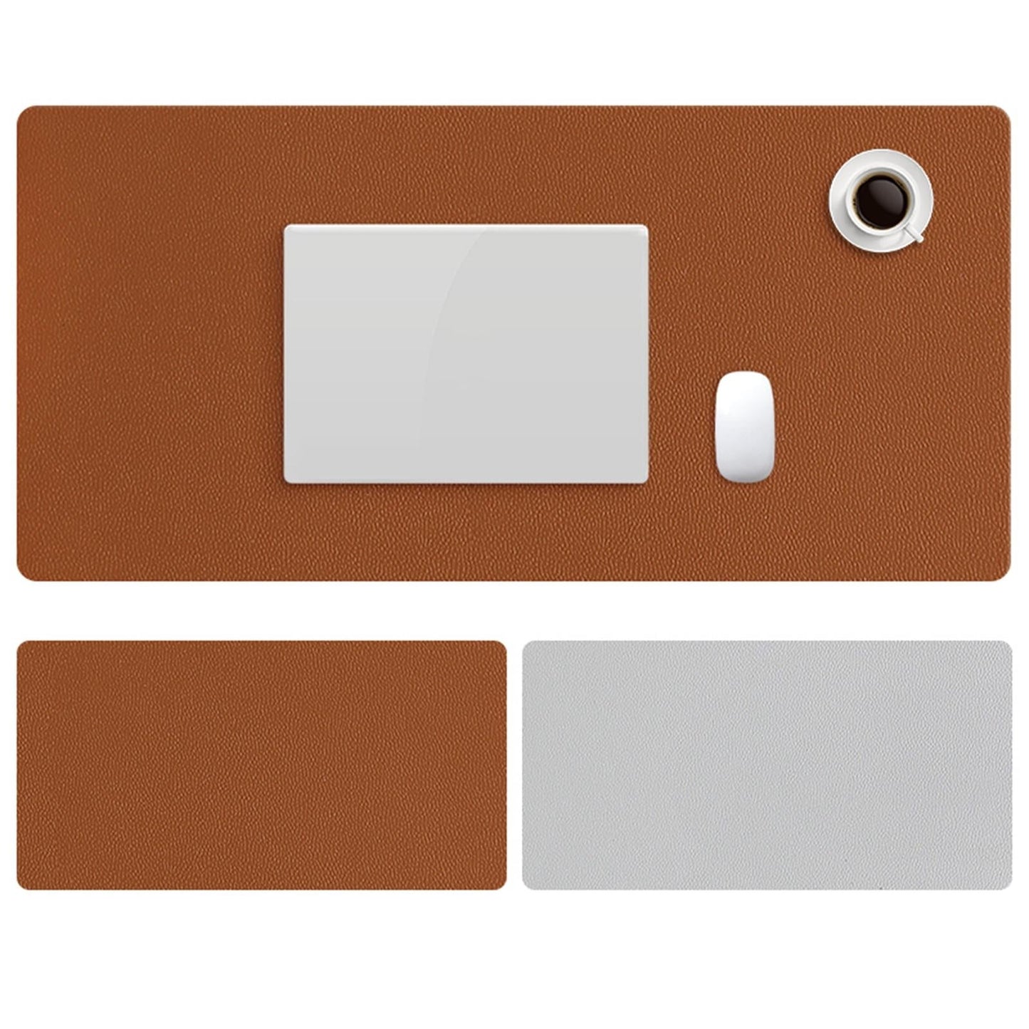 Double Sided Pu Mouse Pad Table Mat 100 X 44Cm - Cowhide Yellow+Gray