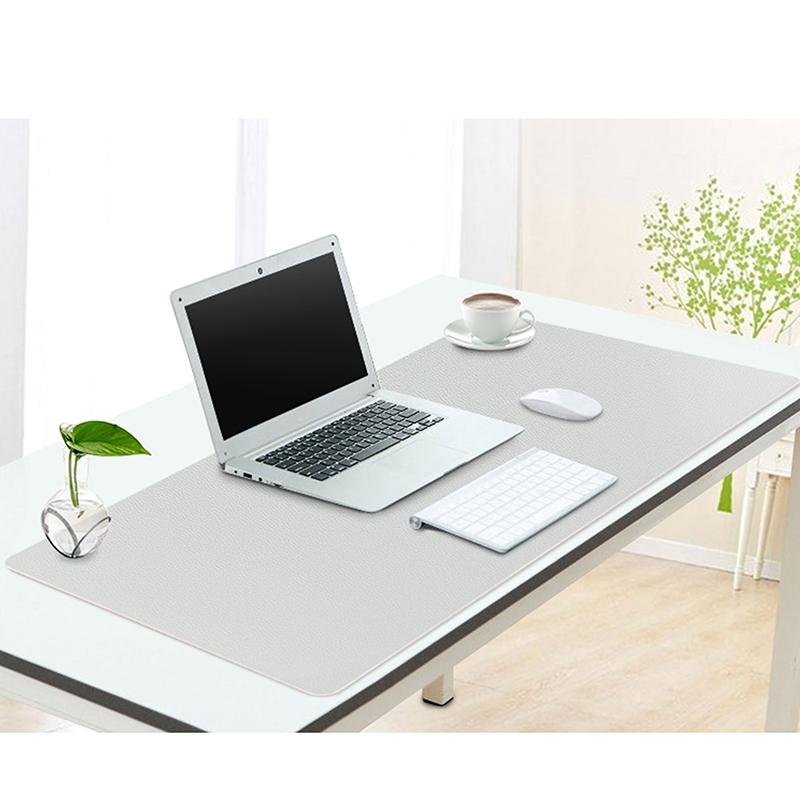 Double Sided Pu Mouse Pad Table Mat 100 X 44Cm - Cowhide Yellow+Gray
